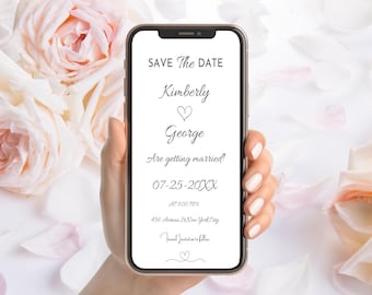 Minimalist Save The Date Template, Save The Date Digital Wedding, Electronic Save The Date Template,Modern Save The Date Invitation