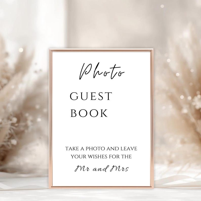 Simple Photo Sign Modern Photo Guest Book Sign, Instant Camera Wedding Sign, Wedding ...