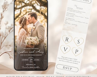 Wedding Invitation With RSVP Code, Digital Wedding Website Invitation, Animated Wedding Invitation Template, Canva Wedding Website Template