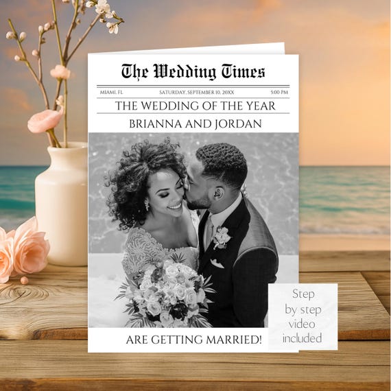 Wedding Newspaper Program, Canva Newspaper Template, Large Newspaper Wedding Program, Wedding Program Template, Custom Newspaper Template