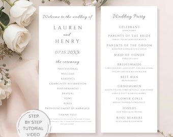 Editable Wedding Program Template, Wedding Order Of Service, Elegant Wedding Program, Personalized Wedding Program Template