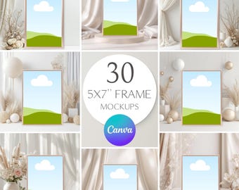 5x7 rammockup-paket, barskyltmockup, bordskyltmockup, Canva-rammockup, ramskyltmockup, dra-och-släpp-mockup