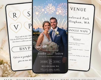 Animated Wedding Invitation Template, Wedding Invitation With RSVP Trackable, Wedding Website Template, Digital Wedding Invitation Website