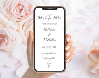 Wedding Save The Date Template, Digital Save The Date Wedding, Electronic Save The Date Template, Save The Date Invitation Template