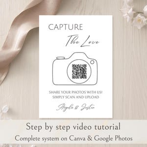 Wedding Photo QR Code Sign, Capture The Love QR Code, Wedding Photo Upload Guest Scan, Photo Sharing Wedding For Table