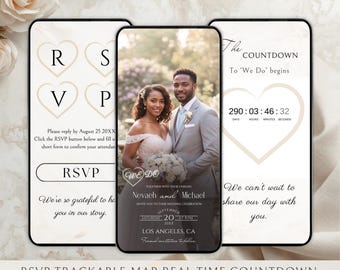 Wedding Invitation With RSVP Trackable, Wedding Website Template, Digital Wedding Website Invitation, Animated Wedding Invitation Template
