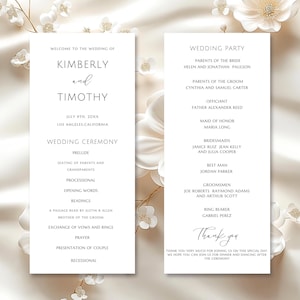 Wedding Program Template, Wedding Ceremony Program, Minimalist Wedding Program Template, Ceremony Programs For Wedding