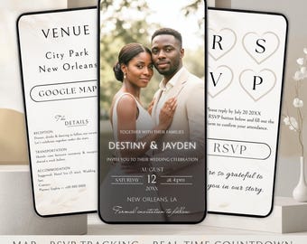 Wedding Website Template Canva, Elegant Wedding Website Template, Digital Wedding Invitation Website, Wedding Invitation With RSVP Tracking