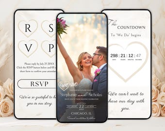 Wedding Website Template Canva, Wedding Invitation With RSVP Tracking, Animated Wedding Invitation Template,Interactive Wedding Invitation