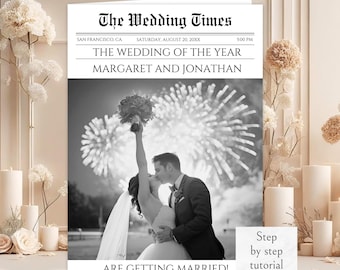 Wedding Newspaper Template, Wedding Ceremony Newspaper, Newspaper For Wedding Day, The Wedding Times Newspaper
