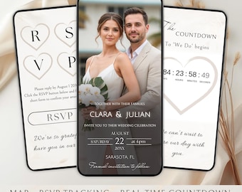 Wedding Invitation With RSVP Tracking, Wedding Website Template, Animated Wedding Invitation Template, Canva Wedding Website Template