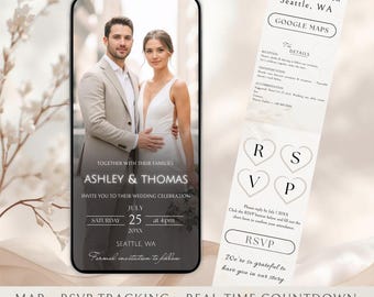 Animated Wedding Invitation Template, Digital Wedding Website Invitation, Wedding Website Template, Wedding Invitation With RSVP Tracking