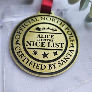 Personalized Santa Nice List Medal, Magic Key, Reindeer Food Bundle