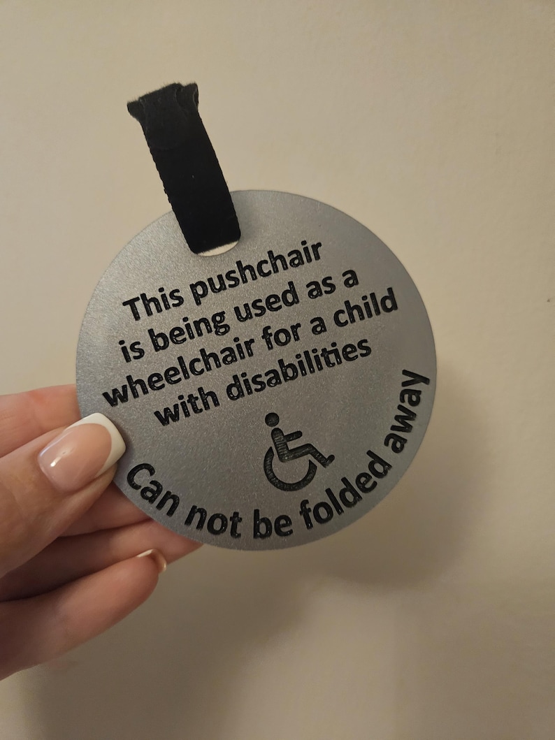 Personalised Pram Tag for disability pushchairs,Special Needs Hidden Disabilities, Disabled, Autistic,Sen, pram tag, cannot be folded tag image 3