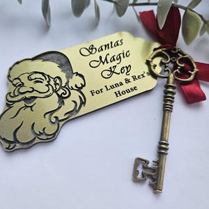 Personalised Santa’s Magic Key, Father Christmas Key, Traditional Engraved Acrylic Key, Christmas Eve Box Tradition, Xmas Eve box,No Chimney