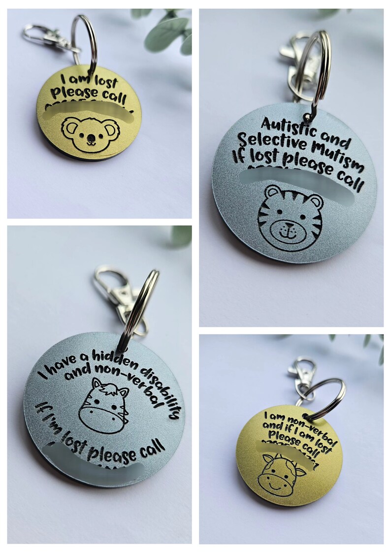 If Lost contact details Tag / Keyring lost child autism awareness hidden disabilities non verbal/non speaking allergies disability image 5