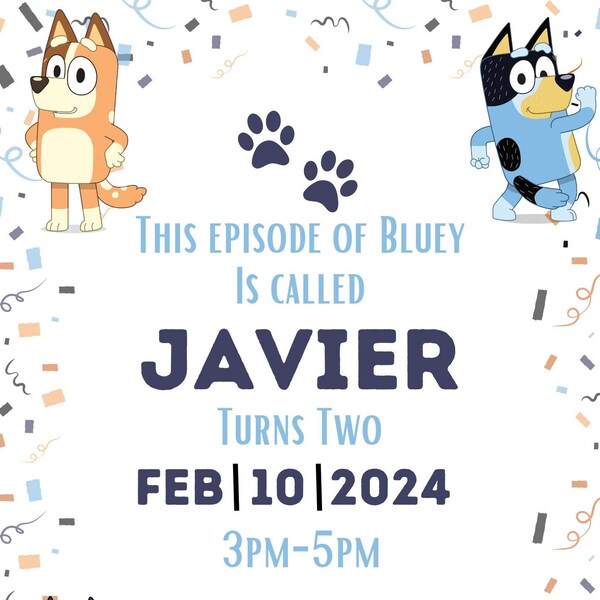 Bluey Birthday Invitation, Blue Dog Invitation, Kid Birthday Invitation , Editable Printable Blue Dog Invitation, Canva Template