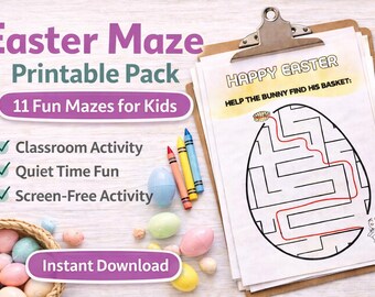 Easter Maze Printable Pack for Kids | 11 Mazes (Instant Download PDF)