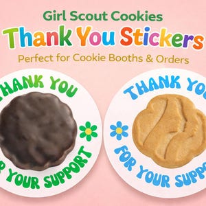 Pegatinas de agradecimiento de galletas de Girl Scouts / Etiquetas imprimibles para el puesto de galletas