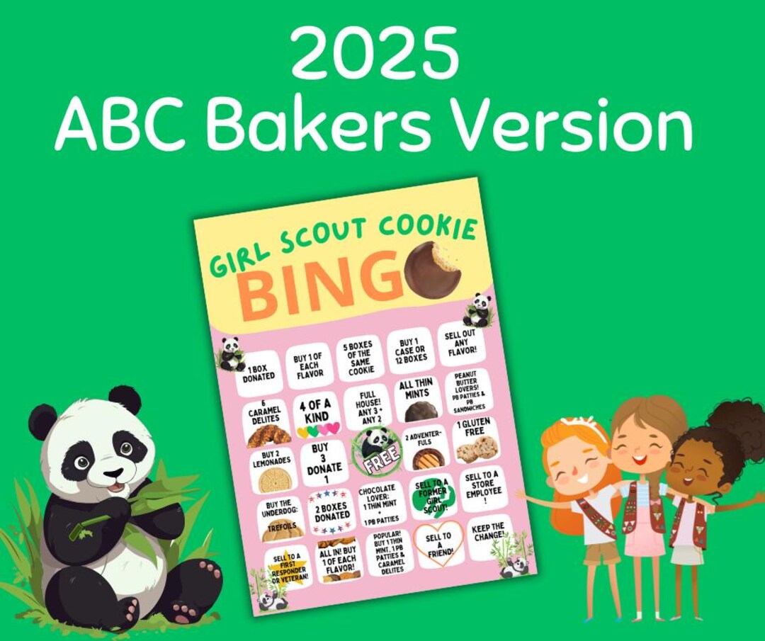 2025 Girl Scout Cookie Booth BINGO Card ABC Baker Version Etsy
