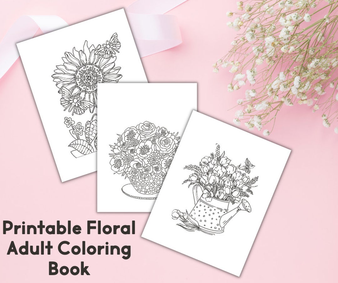 Printable Floral Coloring Book - Etsy