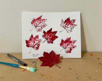 Watercolor + Pen & ink leaf press - maple leaves