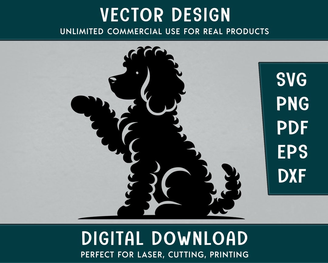 Cockerpoo Cockapoo Dog Silhouette High Five, Paw Vector Cut File ...