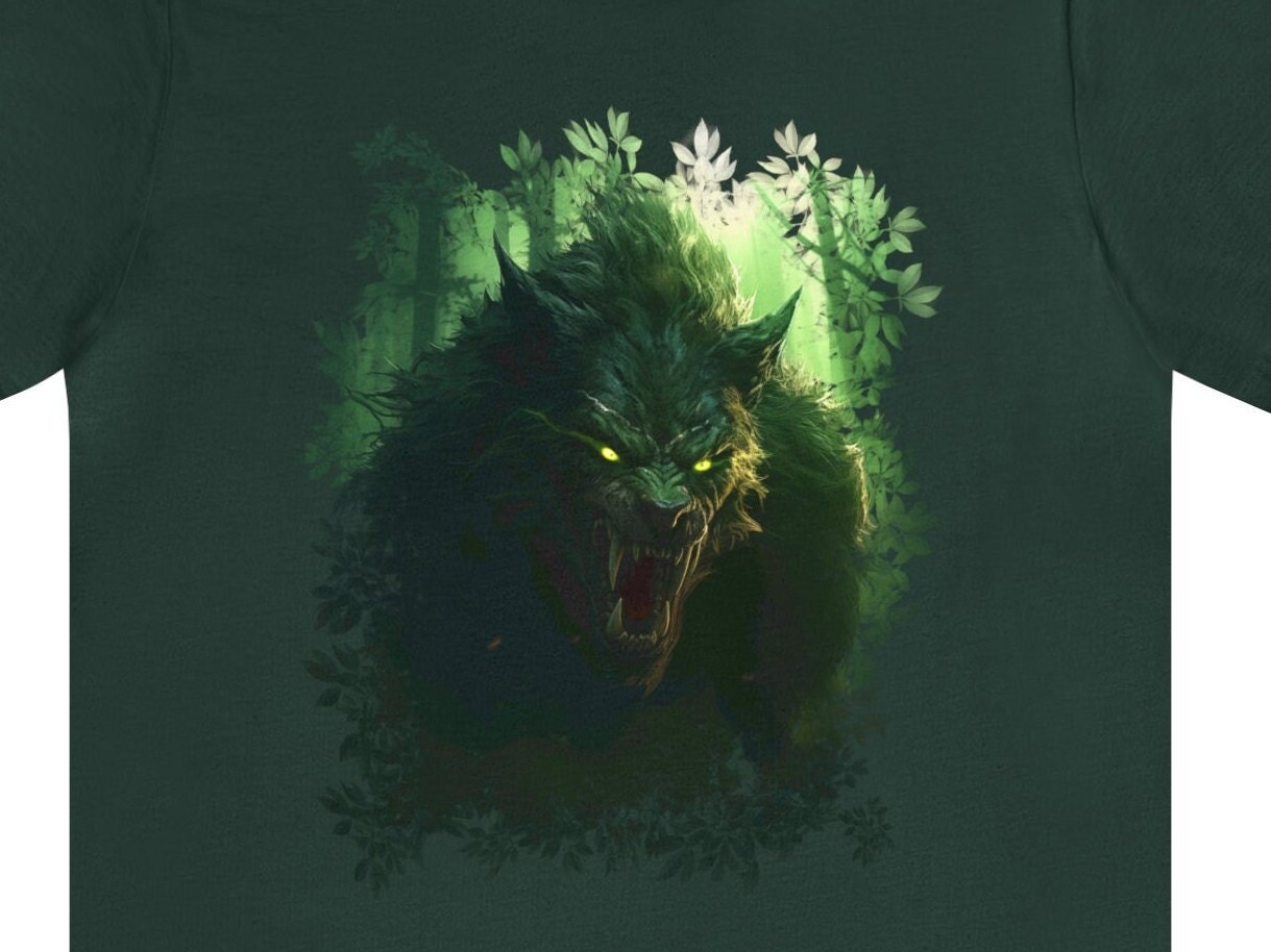 Horror Green Forest Werewolf Shirt Wolf Shirt Goth Grunge Clothing ...