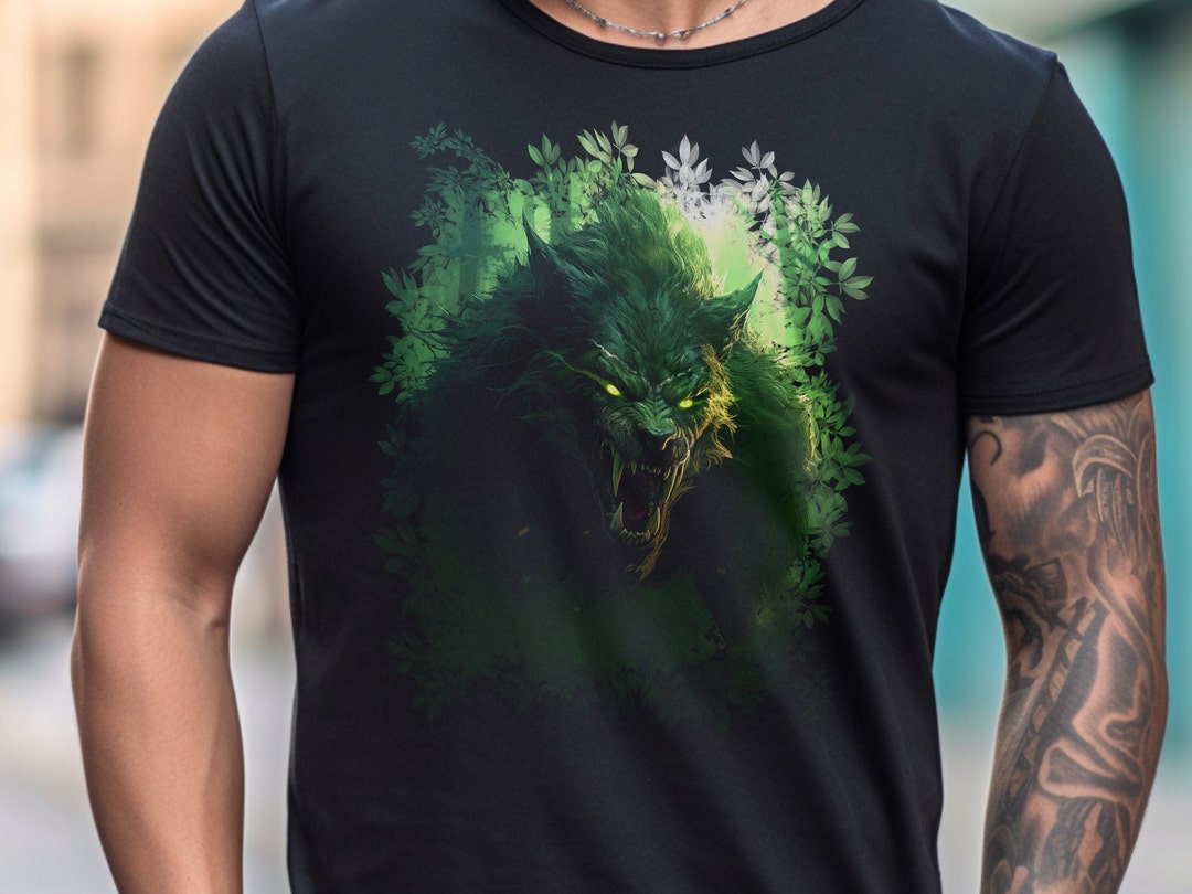 Horror Green Forest Werewolf Shirt Wolf Shirt Goth Grunge Clothing ...