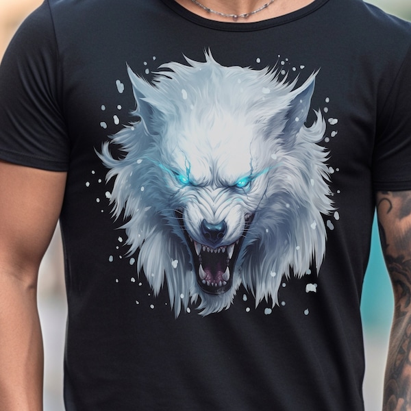 Horror White Ice WereWolf T-Shirt | Wolf Shirt | Goth | Grunge Clothing | Lycanthropy | Gothic | Witchy | Punk T shirt | Horror Tee | Furry