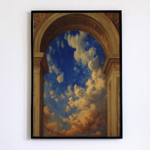 Trompe l&#39;oeil Archway Print: Renaissance Sky, Light Academia Decor (Digital Download)