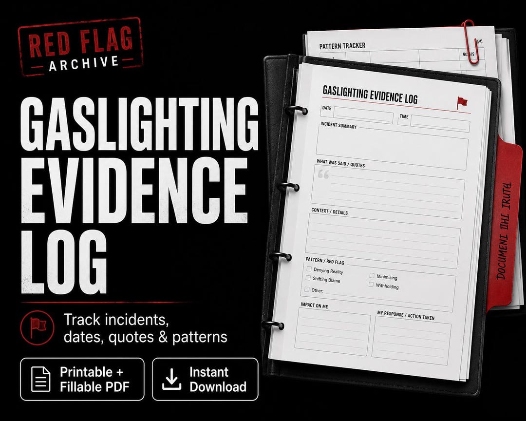 Mini Gaslighting Evidence Log Printable, Mini Narcissistic Abuse ...
