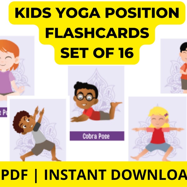 Kids Yoga Poses Printable Flashcards, Instant Download, Kids Mindfulness Activity