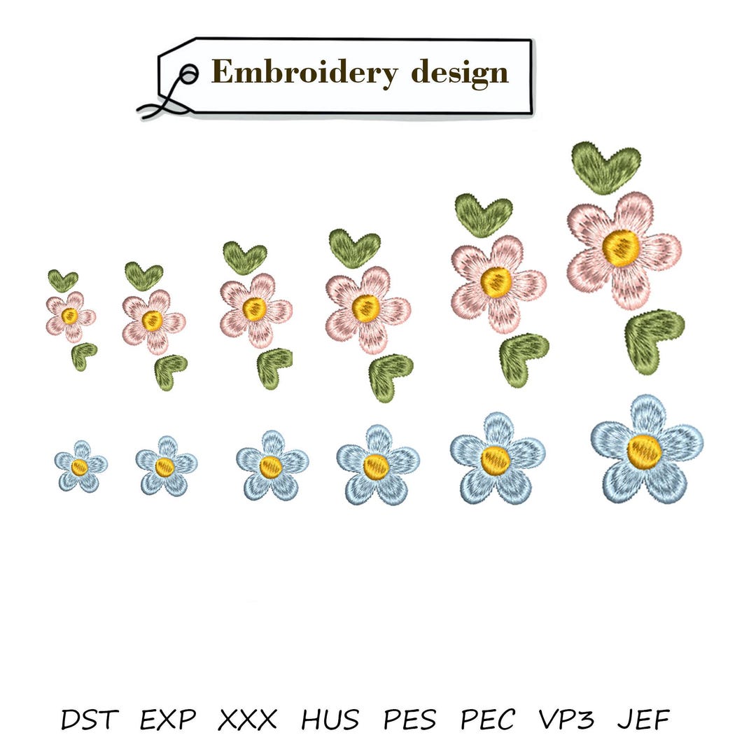 Mini Flower Embroidery File Set | Tiny Floral Files | Machine ...