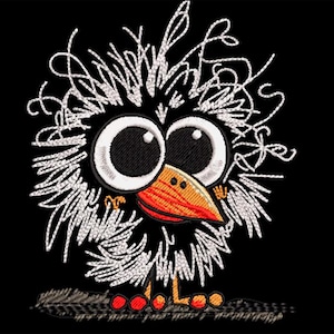 Diseño de bordado de pájaro cuervo loco / Archivos de bordado de pájaros divertidos / Bordado a máquina / Descarga digital PES / Descarga instantánea