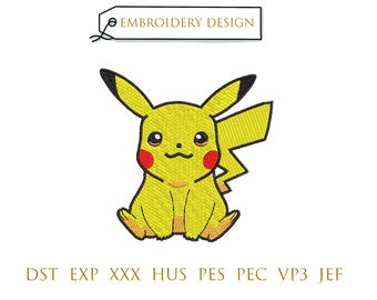 Desenho de Bordado do Pikachu - Arquivos para Máquina de Bordar para Download Imediato