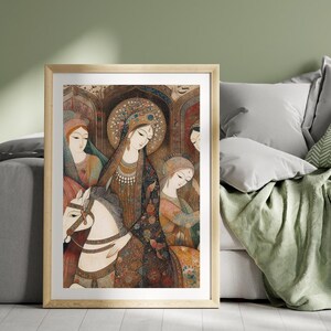 Harem Painting | Azerbaijani Historical Asian Artwork | Orientalist Azerbaijani Harem Medieval Islamic Ethnic Wall Art