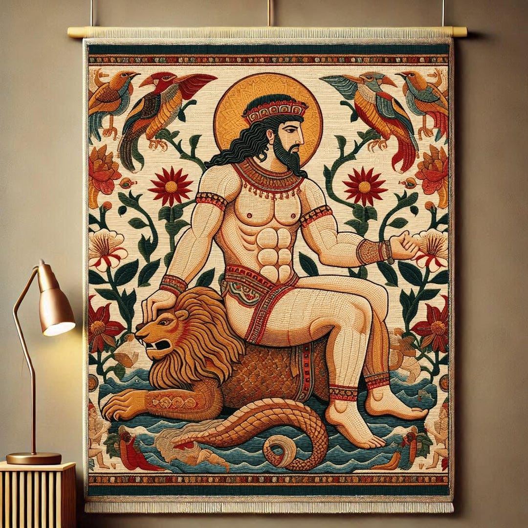 Greek Zeus Rug Drawing Wall Art Oriental Ethnic Balkan Art Hellenistic ...
