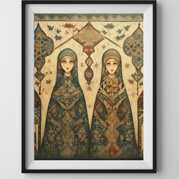 Syrian Folk Art | Middle Eastern Wall Art | Islamic Sublimation Art | Ethnic Wall Art | Oriental Wall Art | High Details | Islamic Poster