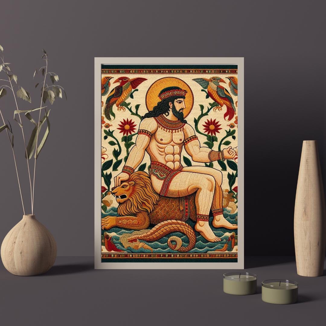 Greek Zeus Carpet Motif Pattern Illustration Oriental Greek Olympus Art ...