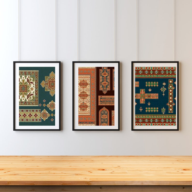 Liyba Rug Set of 10 Libya Antique Carpet Pattern Wall Art African Muslim Rug Wall ...