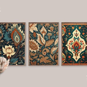 Set of 5 Floral Painting | Kurdish Orientalist Mesopotiaman Artwork | Historical Islamic Ethnic Wall Art  | Traditional Iraqi Home Decor