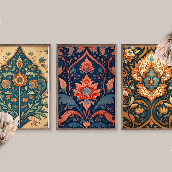 Set of 5 Persian Rug Wall Art | Sublimation Art | Ethnic Oriental Wall Art | Islamic Poster | Muslim Gift | High Details | Middle Eastern