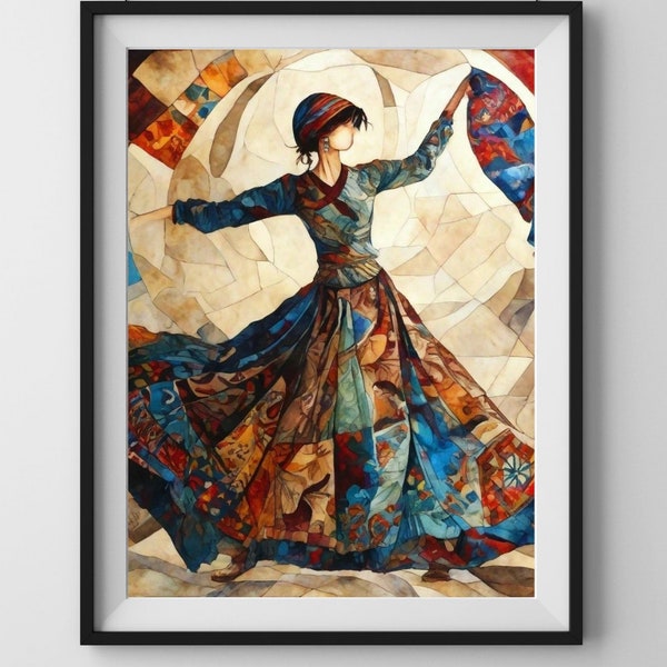 Ottoman Dancing Woman " Dansöz" Art | Oriental Wall Art | Islamic Sublimation Art | Muslim Art | Middle Eastern Style Art | High Details