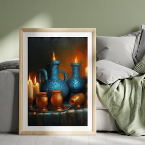 Still Life Painting | Ottoman Orientalist Classical Wall Art | Traditional Islamic Mystical Artwork | Middle Eastern Turkish Folk Art