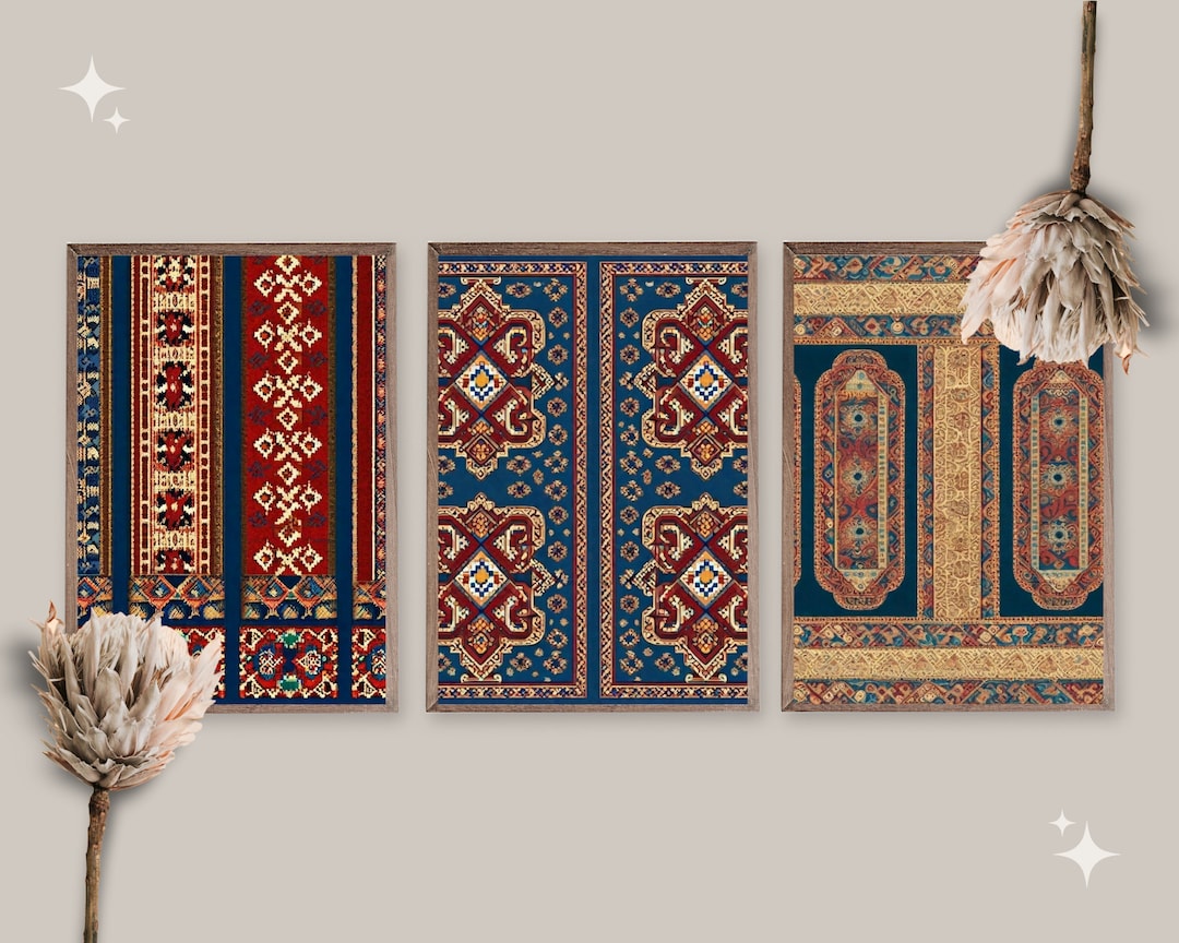 Kabul Rug Kabul Rug Art Prints (set of 5): Afghan Orientalist Decor (digital ...