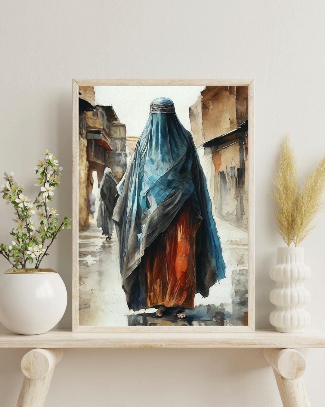 Afghan Burqa Oil Painting Mystical Wall Illustration Historical Asian afghan-burqa-oil-painting-mystical-wall-illustration-historical-asian
