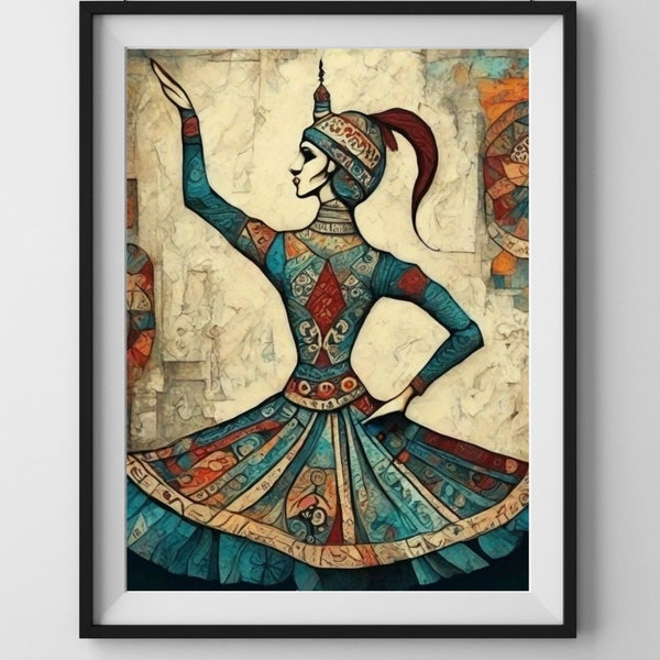 Harem Wall Art | Oriental Wall Art | Ottoman Miniature Art | "Dansöz" Girl Art | Ethnic Sublimation Art | Middle Eastern Art | High Details