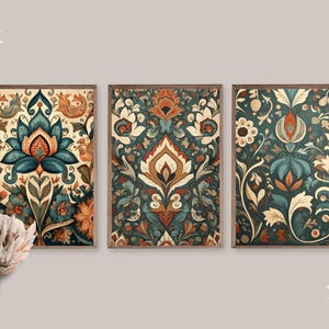 Set of 5 Kurdish Painting Art | Kurdish Orientalist Mesopotamian Artwork | Historical Islamic Vintage Art | Historical Mystical Flower  Art