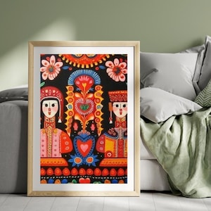 Balkan Folk Painting | Folkloric Ethnic Artwork | Historical Wall Art Decor | Balkan Home Decor